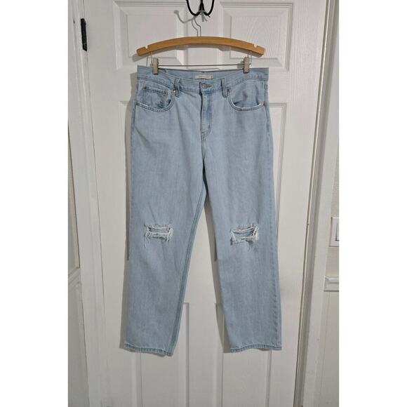 Levi's Low Pro Straight High Waisted Jeans Women's Size 31 (10/12) Distressed - Picture 2 of 15